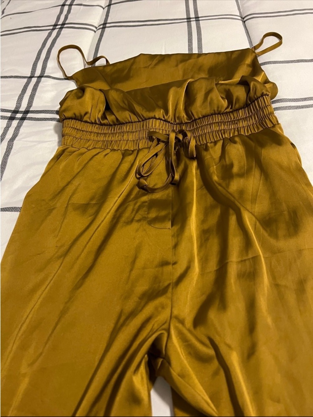 Forever 21 Satin Paperbag Jogger Jumpsuit - Mustard Gold - Picture 2 of 5